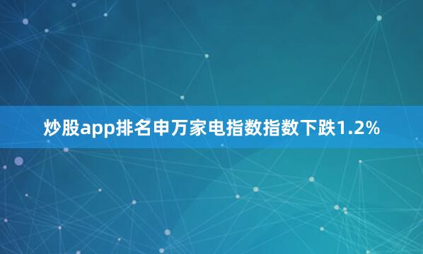 炒股app排名申万家电指数指数下跌1.2%