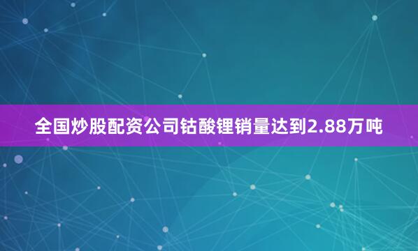 全国炒股配资公司钴酸锂销量达到2.88万吨